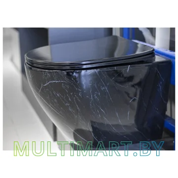 Унитаз CeramaLux 2212BM (черный мрамор) картинка 2
